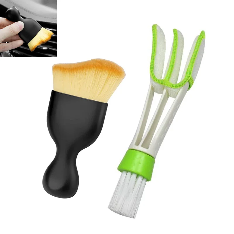 

2pcs Mini Duster for Car Air Vent Auto Air Conditioner Cleaner Interior Cleaning Brush Dust Collector Car Detailing Care Brush