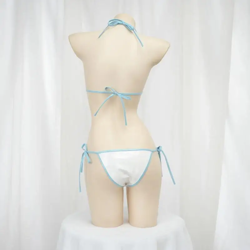 Japanese Cute Girl Anime Cosplay Outfit Leather Bikini Backless Bandage Mini Underwear Swim Nightwear - view 3