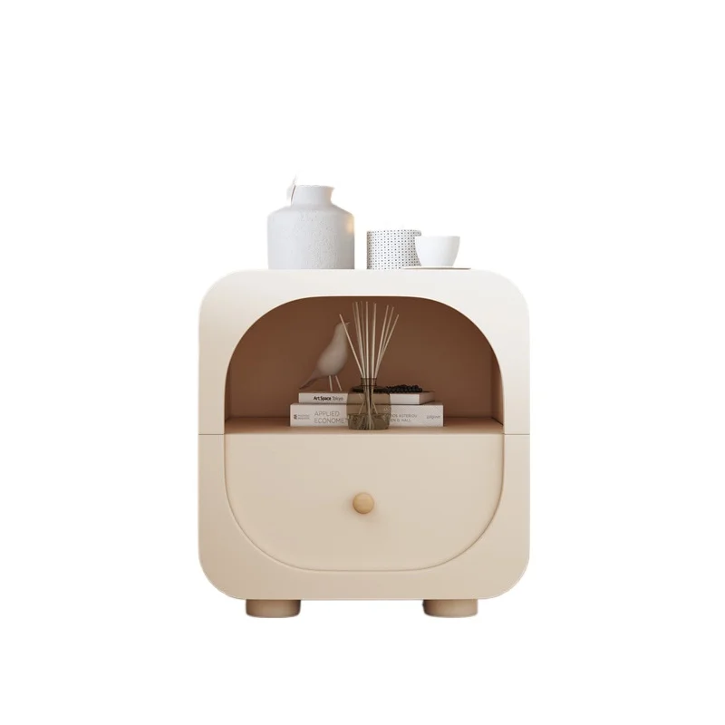 

Cream wind bedside table simple modern light luxury high sense Internet celebrity creative bedroom storage small bedside table