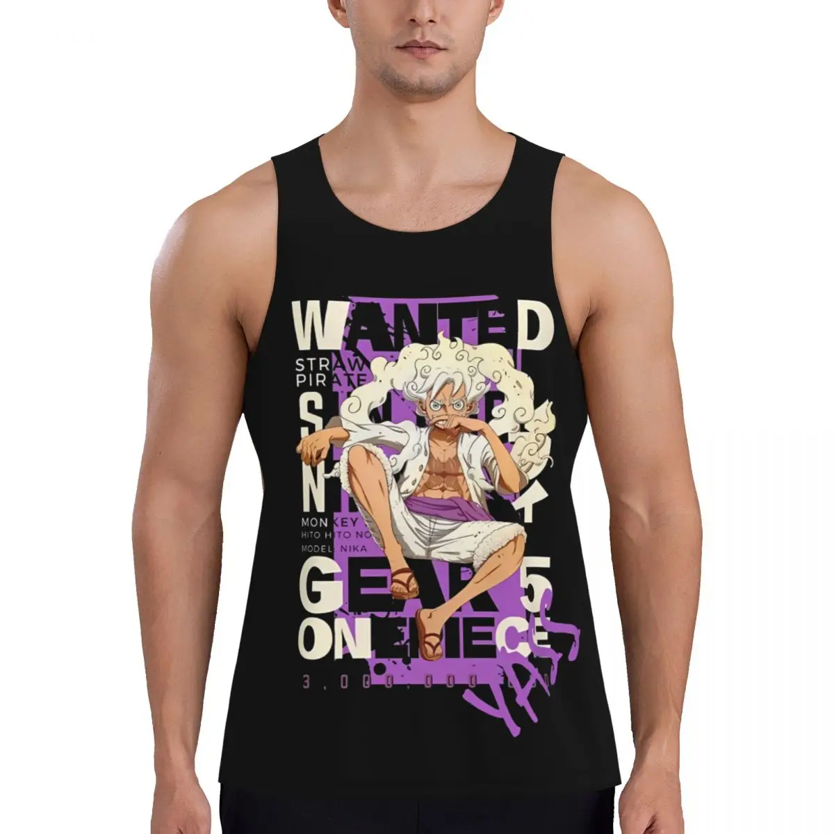 Camisetas sin mangas estampadas de One Piece para culturismo, chaleco de compresión para hombre, camisetas deportivas, ropa deportiva de gimnasio de Monkey D. Luffy