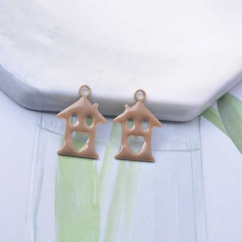 30 Stück Kupfer beidseitig emaillierte Liebeshaus-Anhänger, lila Emaille, kleine Anhänger für DIY-Halsketten und Armbänder, Zubehör im Großhandel – Detail 8