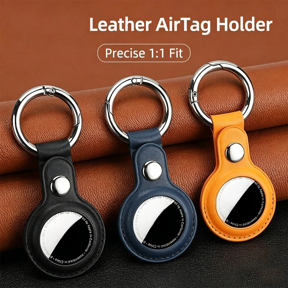 

For Apple Airtags Keychain Case Cover Waterproof Key Chain Ring PU Anti-lost Luggage Tag Accessories Key for Airtag Bumper Shell