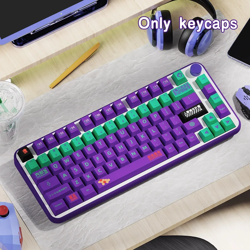 

EVA 01 Cherry Profile PBT Keycaps 139/156 Keys English Japanese Personalized for GMK Cherry MX Switch Mechanical Keyboard
