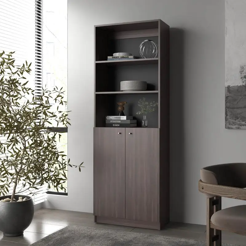 

Beyerville Bookcase with Open Storage and 2 Doors, Walnut Finish