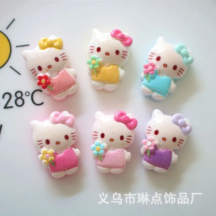 5pcs miniso series cute hello kitty cartoon resin flatback cabochons diy crafts materials jewelry making charms