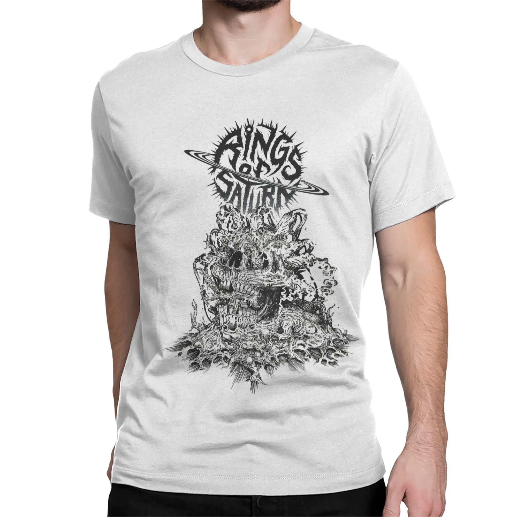 Rings of Saturn Band T-Shirt Summer  Harajuku T Shirts Men's 100 Cotton O-Neck 4XL 5XL 6XL Tees Short-Sleeved Vintage Tops