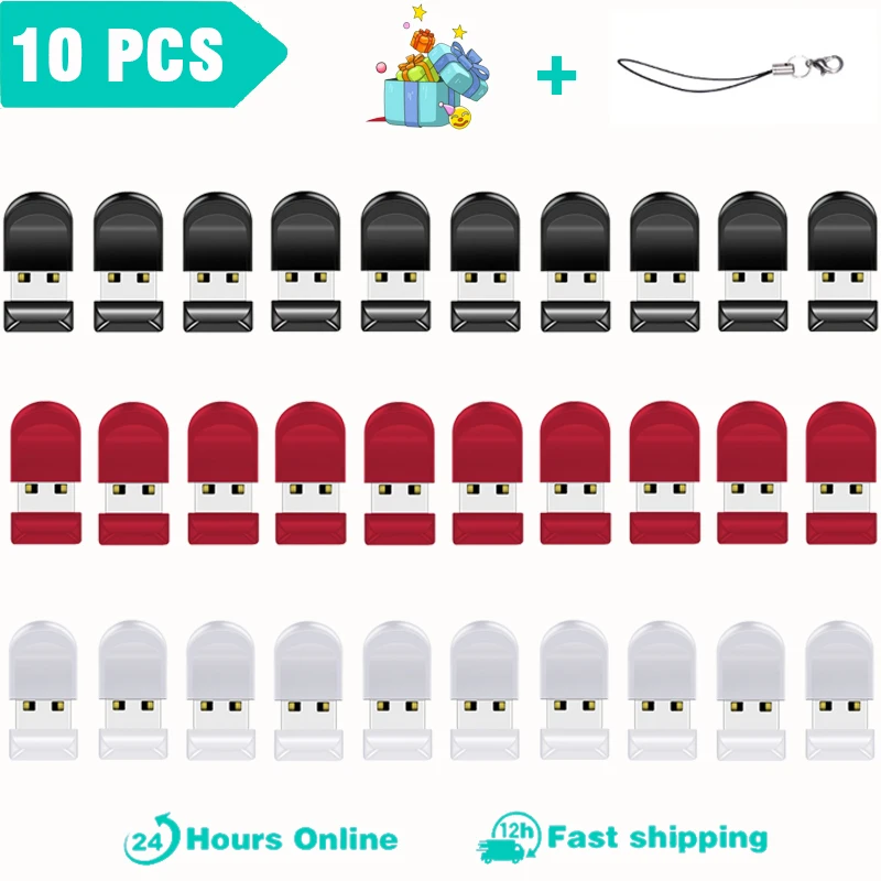 10 PCS LOT Super Slim Mini USB Flash Drive Pen 8GB 32GB 64GB 128GB Black Color Micro Memory Sticks USB 2.0 Thumb Drive Pendrive