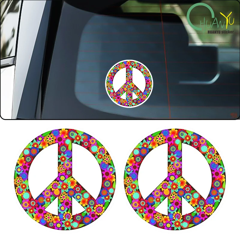 

Наклейка с надписью «Peace», цветные картинки в стиле хиппи от Megan J Designs, Виниловая наклейка на окно ноутбука и автомобиль
