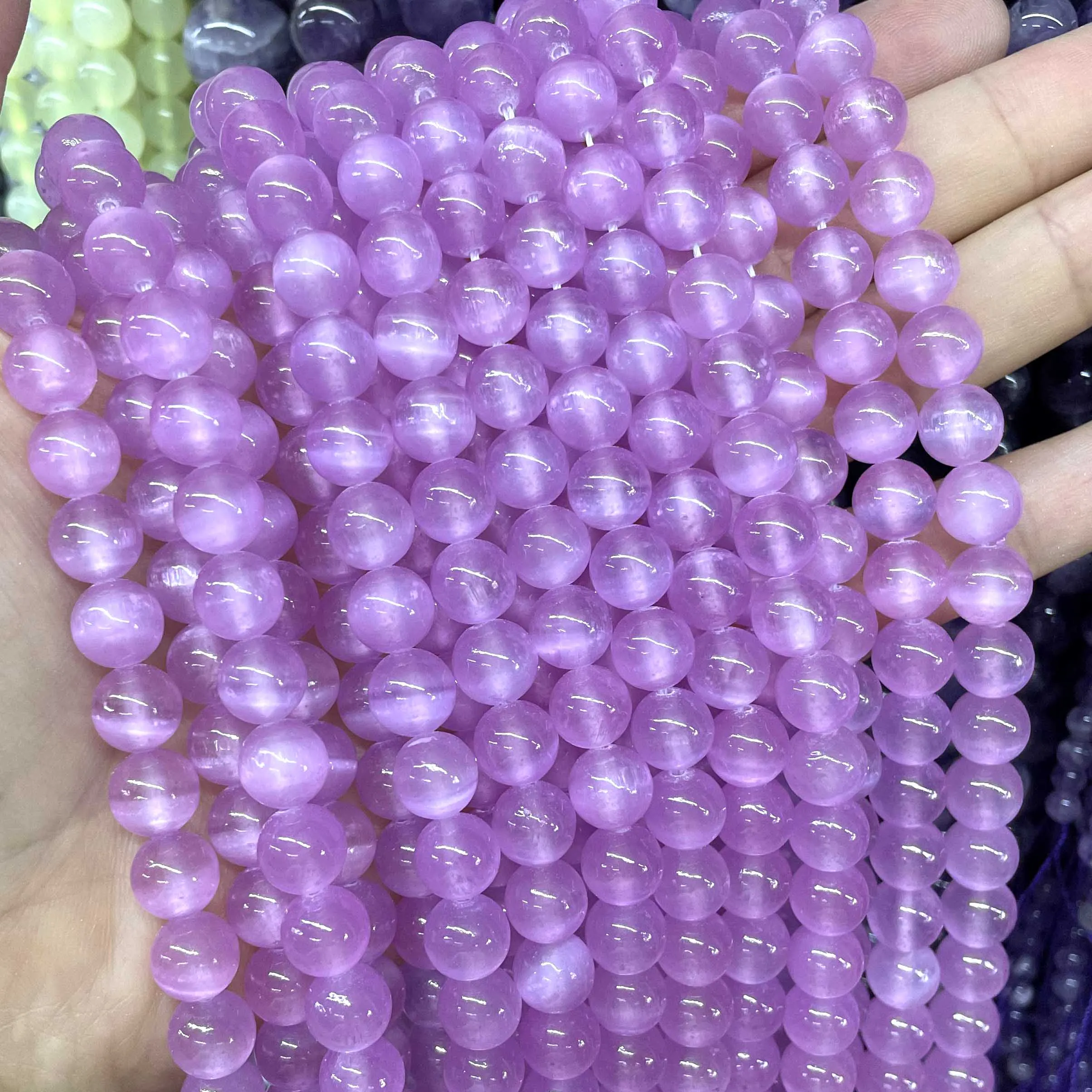 6 8 10MM Natural Gemstone Colorful Selenite Stone Loose Round Spacer Beads For Jewelry Making Diy Bracelet Necklace Earrings