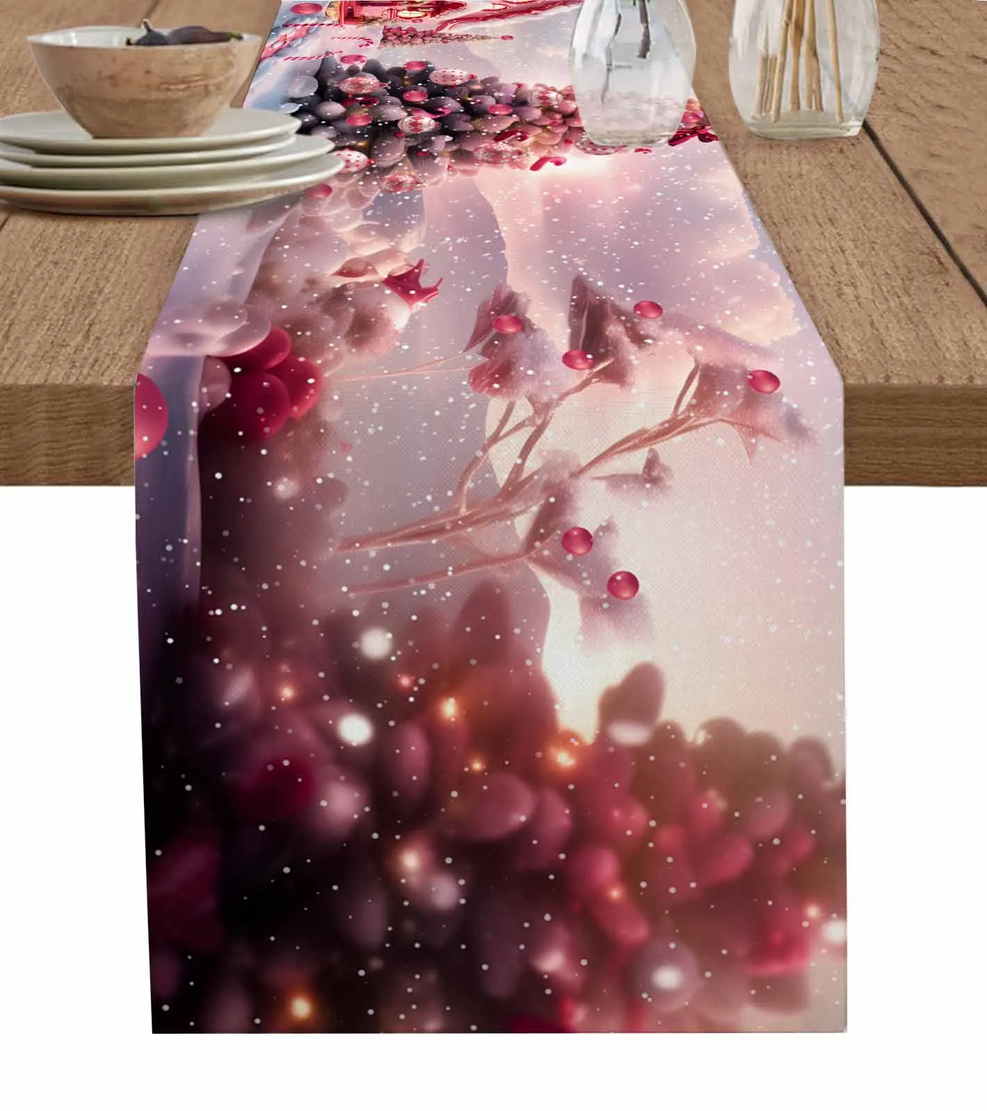 綿のキャンディーハウステーブルクロス,雪の風景,モダンな田舎のリネン,家の装飾,結婚披露宴,クリスマス