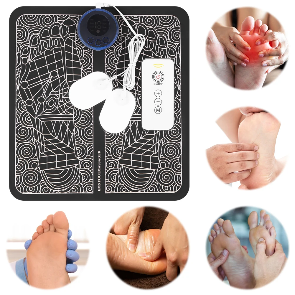 

EMS Foot Massager Mat Electric Foot Massager Muscle Relaxation Foot Massager Pad with 8 Modes &19 Levels for Men Women