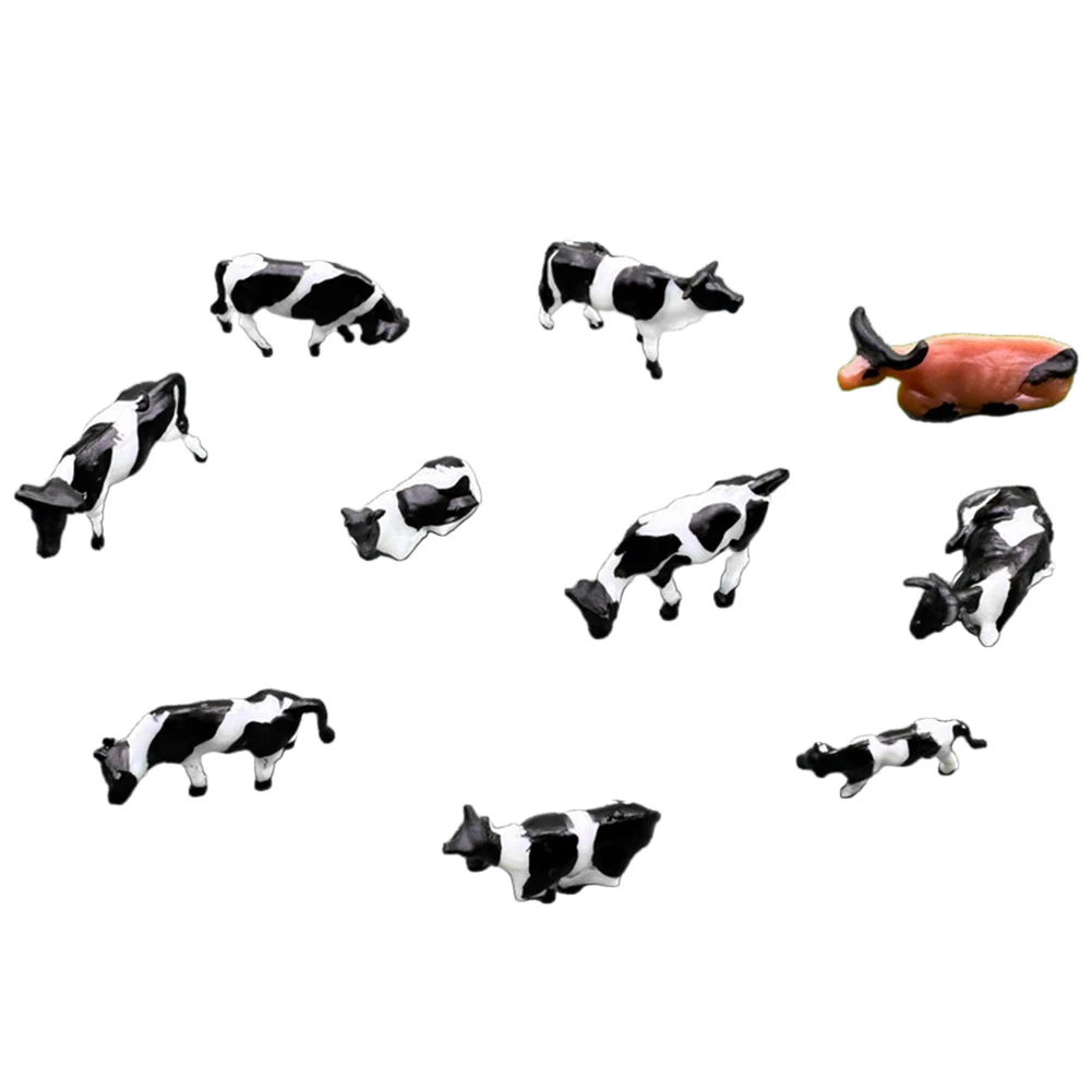 10 Pcs 1:75 Scale Diorama Model Cows Horse Animal Toy Set For DIY Model Making Plastic Toys For Prairie Scene Layout Kits