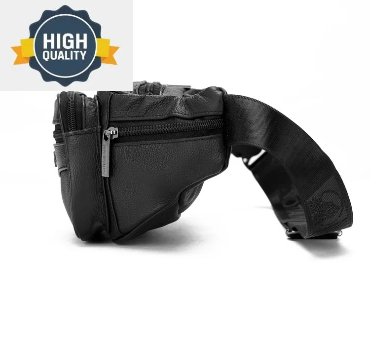 Leather Waist Genuine Bag Men Multifunction 's Belt 6 Zipper Pocket Large Capacity Fanny Pack For