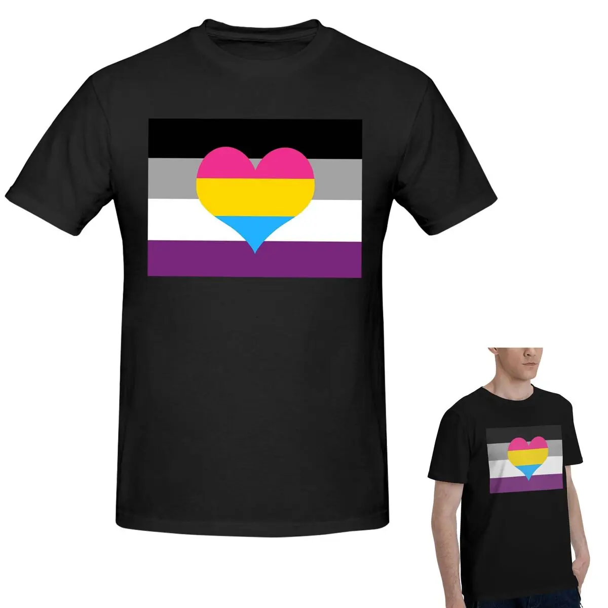 

100% хлопок, футболка с асексуальным панромантическим флагом гордости, мужская модная футболка большого размера, мужские летние рубашки с круглым вырезом, топы, S-6XL