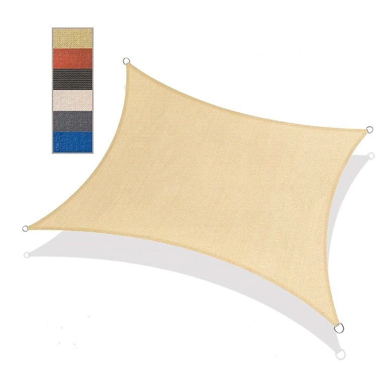 180GSM Garden Car Park Triangle Rectangle Canopy Waterproof Plastic HDPE Sun Shade Sails Outdoor Ivory Beige
