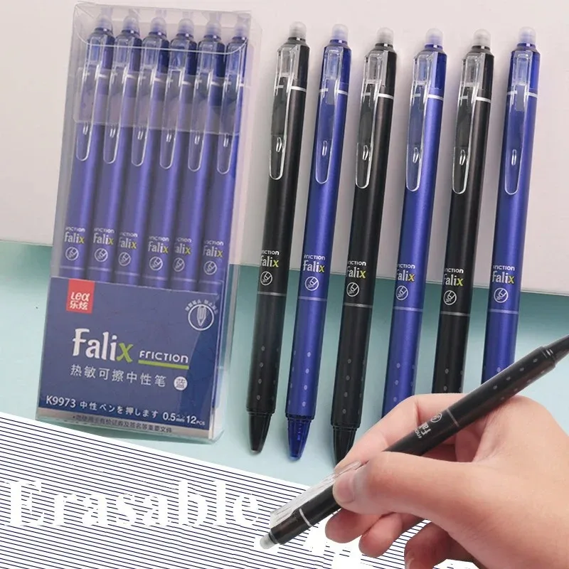 Press Erasable Gel Pen 0.5mm Large Capacity Erasable Refill Replaceable Rods Washable Handle School Office Supplies Stationery