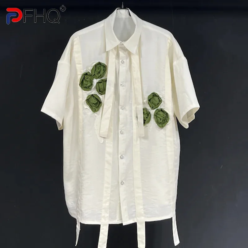 

PFHQ Men's Thin Sun Protection Shirts Original Haute Quality Single Breasted Handmade Floral Male Tops Delicacy Summer 21Z4998