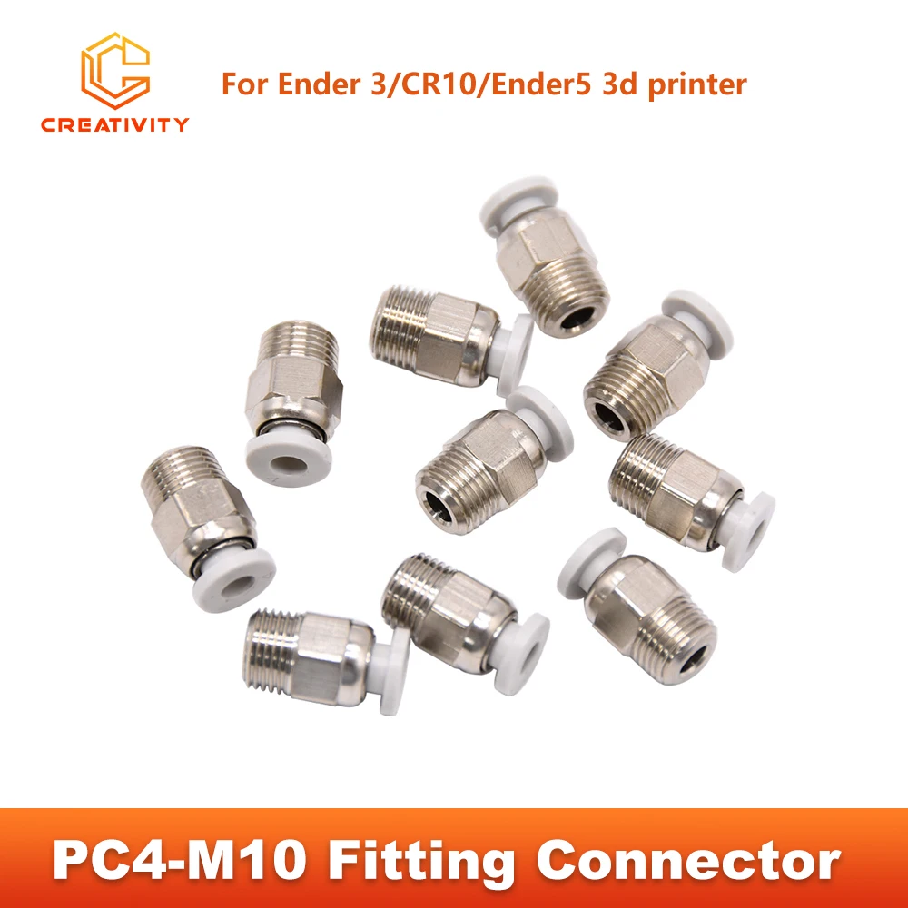 

PC4-M10 Male Straight Pneumatic Tube Push pc401 Fitting Connector for creality CR10 Ender3 Series Bowden Extruder 3D Printer