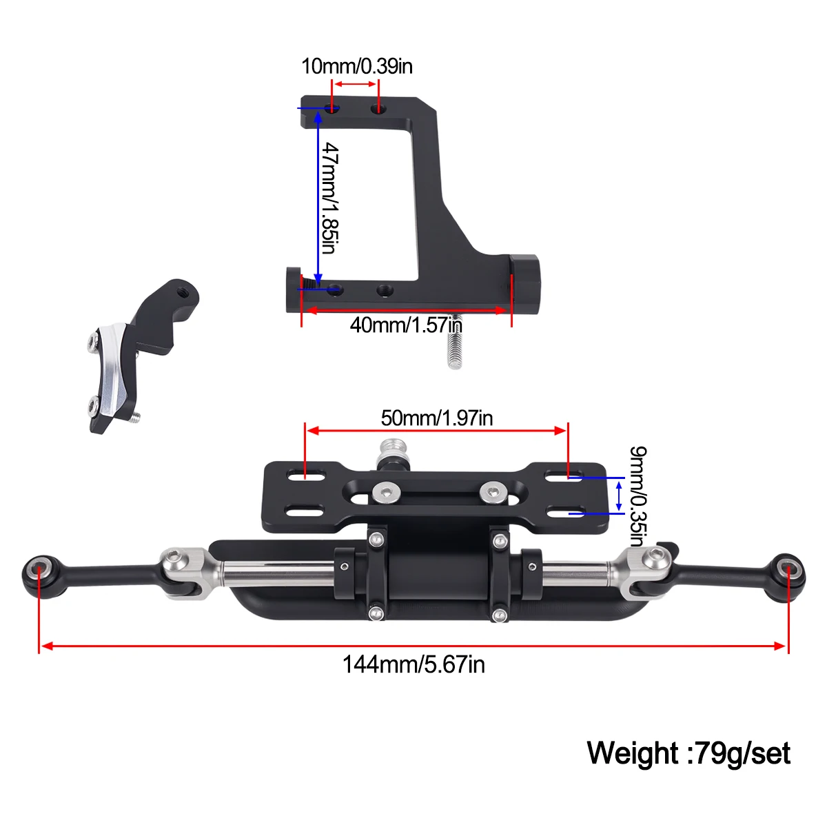 Servo Mount with Full Hydraulic Steering Kit for 1/10 RC Crawler – CNC Aluminium, Fits Vanquish VS4-10 Phoenix F10 DIY