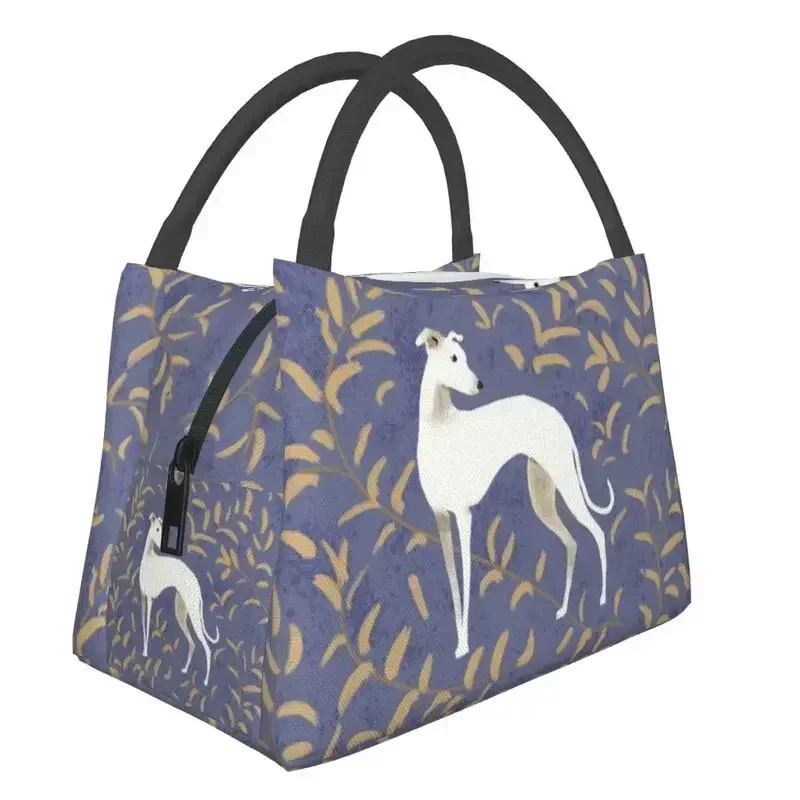 

Whippet With Brown Leaves Insulated Lunch Bags for Women Greyhound Dog Portable Cooler Thermal Food Lunch Box Work Travel