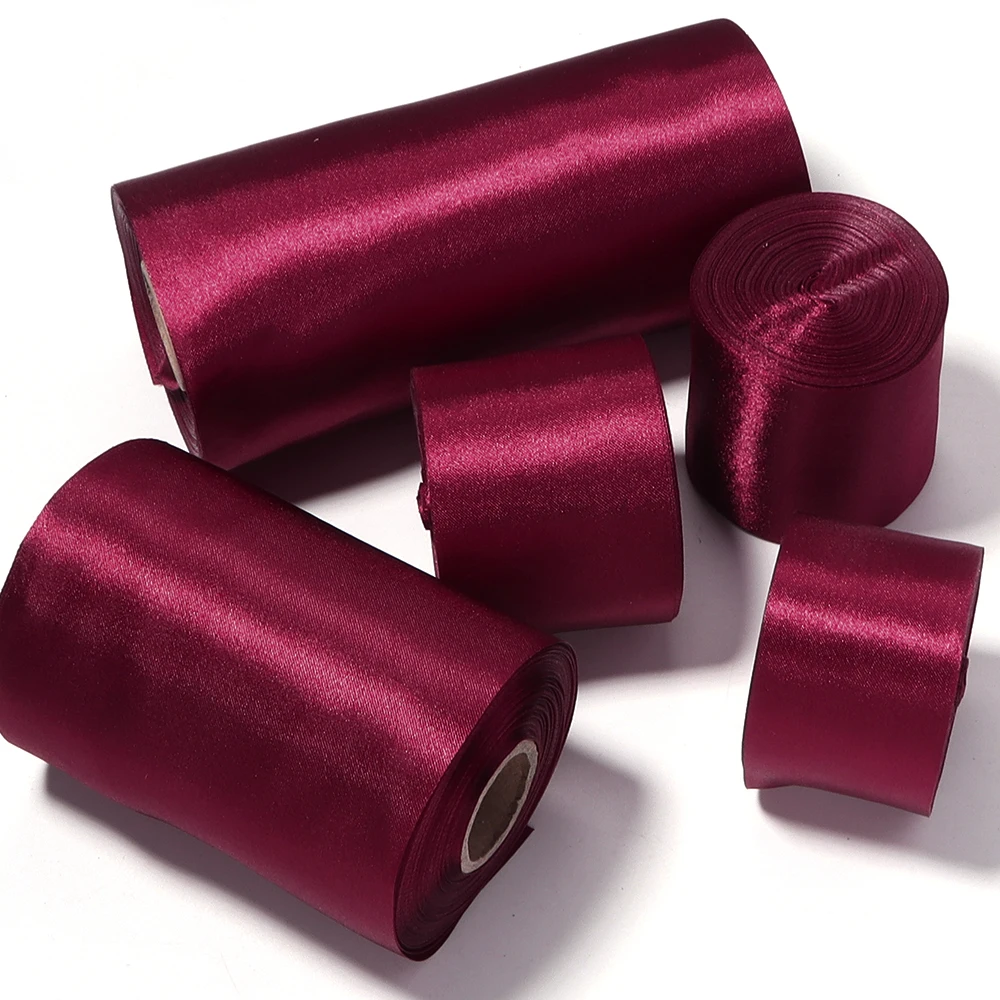 20 Yards 4/5/6/8/10/15cm Beige/Rot/Weinrot Satinband Geschenkverpackung Schleife Handgemachtes DIY-Handwerk Weihnachten Hochzeit Geburtstagsfeier Dekoration – Detail 6