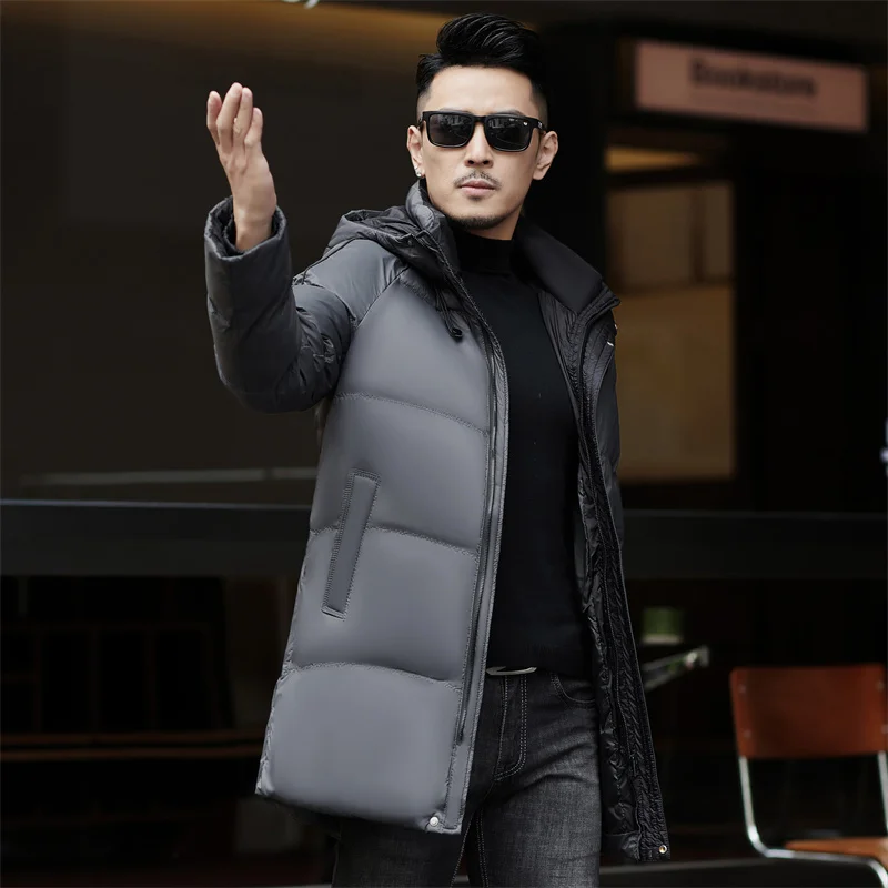 2024 new arrival winter hooded jacket 90% white duck down jackets men,mens fashion thicken warm parkas trench coat size M-5XL