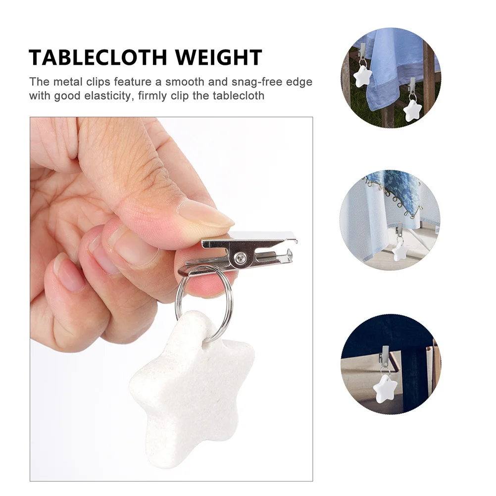 

6Pcs Tablecloth Clip Star Shaped Stone Iron Sturdy Elegant Table Cover Decor Star Table Weights Tablecloth Weights