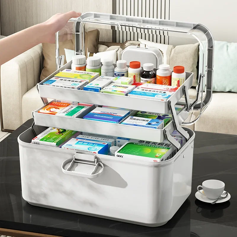 Household Medicine Box Large-capacity Medicine Multi-layer Sorting Storage Box Portable Storage Box for Groceries