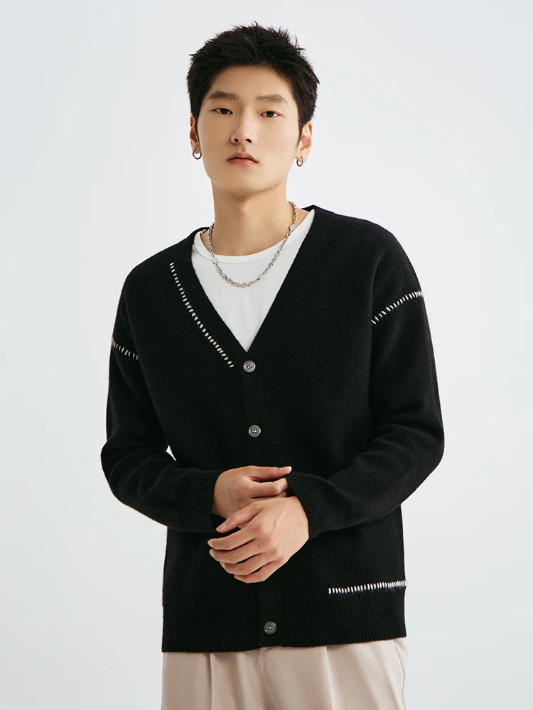 New Couple Suit Sweater Men Women V-neck Wool Cardigans Autumn Winter Thick Cashmere Korean Style Clothing 100% Merino Wool Knit