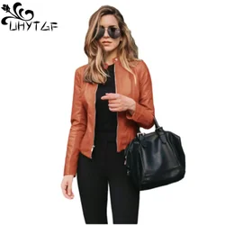 Fashion Street Autumn Winter Faux Leather Jackets Womens Casual Zipper Thin PU Leather Coat Ladies Short Basic Jacket Female 441