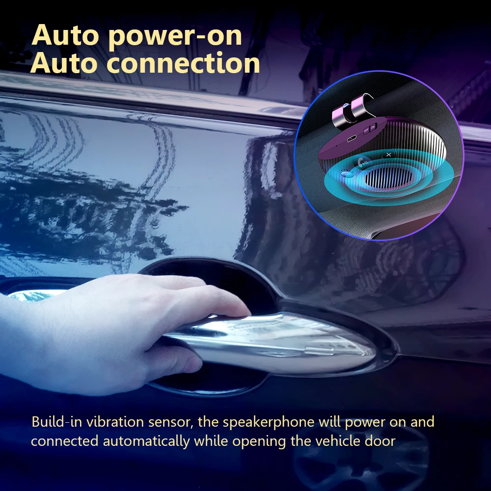 Car Audio Receiver Bluetooth 5.3 Speakerphone Sun Visor Clip Universal Bluetooth Handsfree Car Kit Wireless Mp3 Music Player