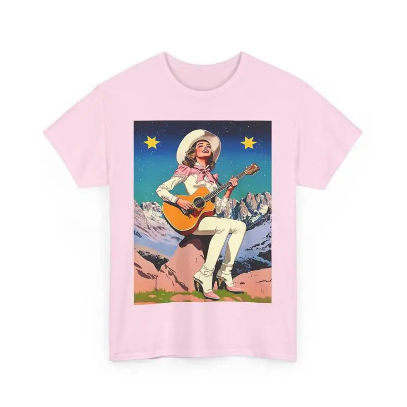 

MUSIC STAR COUNTRY GIRL GUITAR TEE TSHIRT DOLLY GIFT WOMEN COWGIRLS TEENS SHIRT