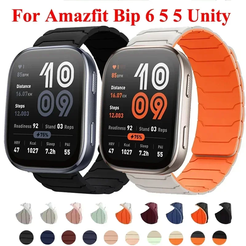 20mm 22mm Silicone Magnetic Loop For Amazfit Bip 6 5 5 Unity 3/GTS GTR 2 3 4 Strap For Amazfit Balance 2/Cheetah Round/Pro Band