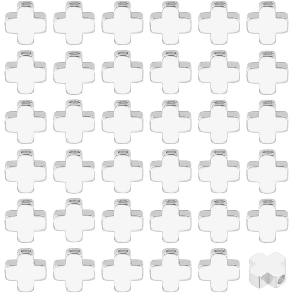 

60Pcs Spacer Bead 6x6x3mm Brass Crucifix Cross Beads Metal Loose Spacer Beads Jewelry Findings for Earring