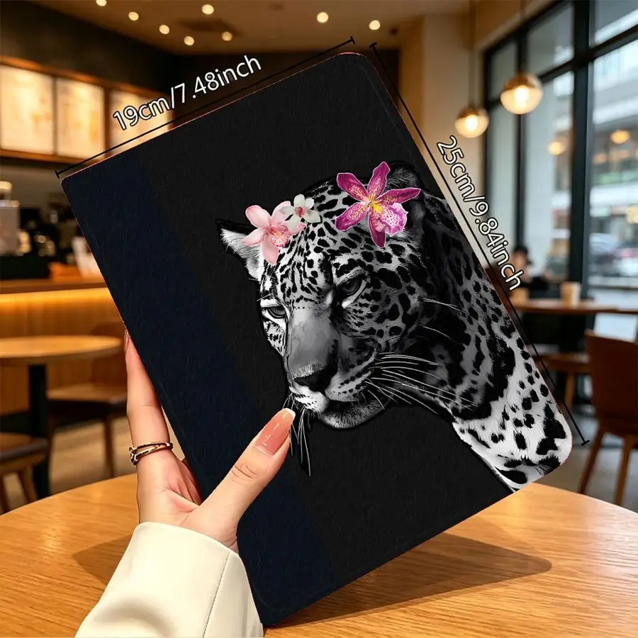 with Pencil Slot Case for Samsung Galaxy Tab S10FE A9Plus S10 Plus A8 A7 Lite S11 S9+ S10 Lite S9 FE A11 S7 S8+ Flower Cheetah