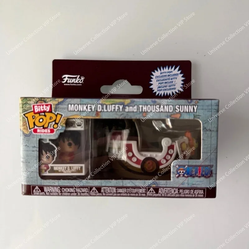 Official Funko Bitty Pop Rides One Piece Monkey D Luffy Thousand Sunny Ship Vinyl Figure Desktop Ornament Collection Gift