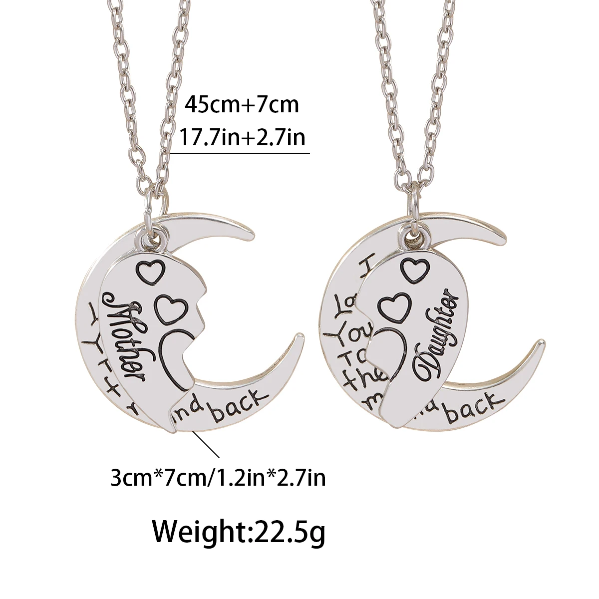 Cute Broken Heart Mother Daughter I Love You To The Moon And Back Charms Pendant Necklace Set For Family Love Mother\'s Day Gift