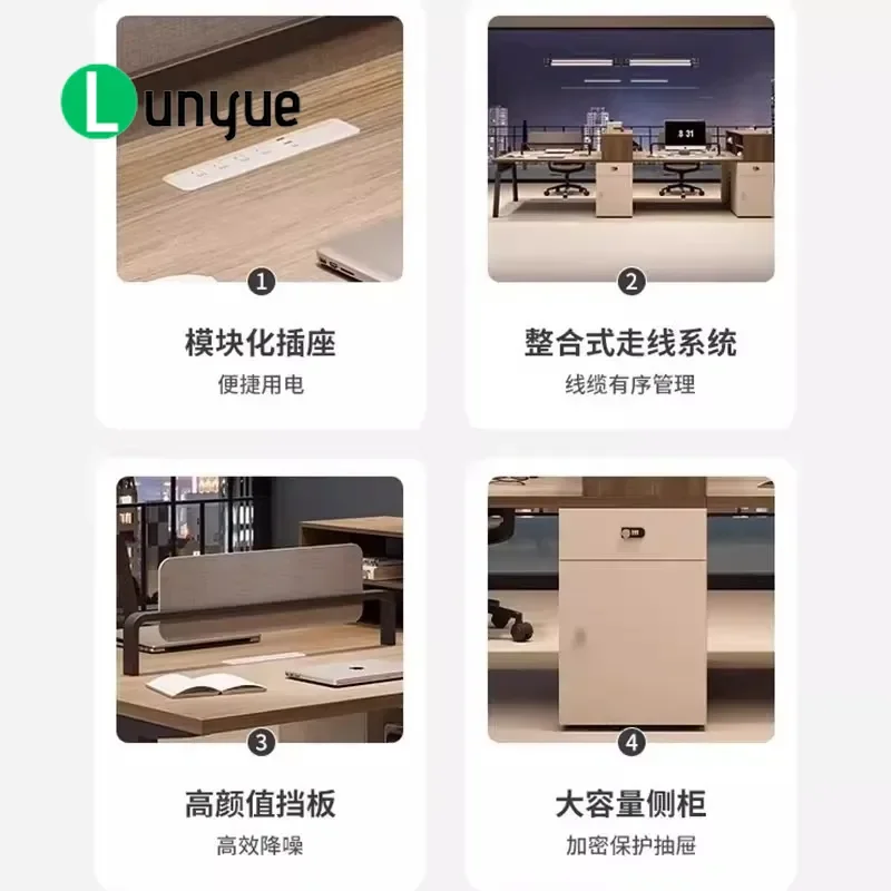 Modern Staff Office Desk and Chair Combination Simple Computer Workstation with Screen Partition Furniture for Employee