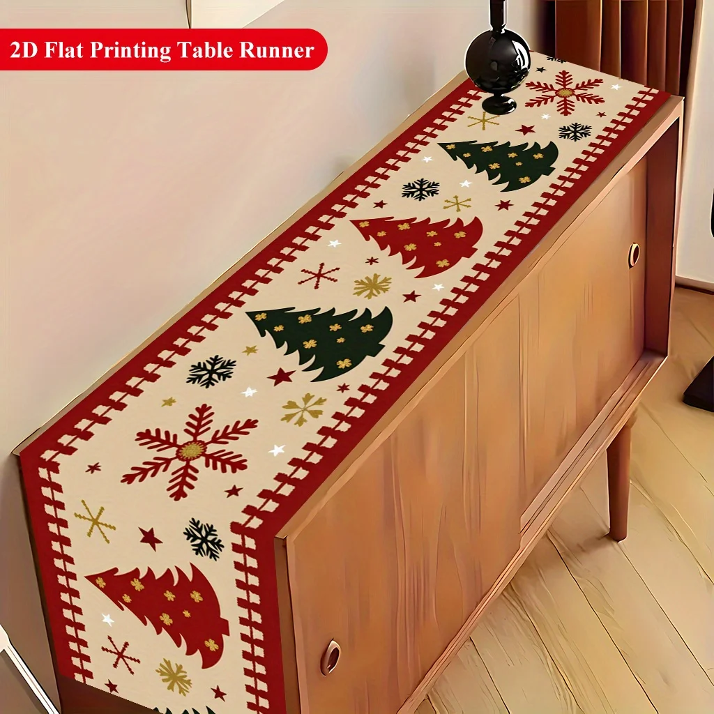 Elegant Christmas Table Runner, Rectangular Holiday Decor with Festive Design, Suitable for Dining Tables