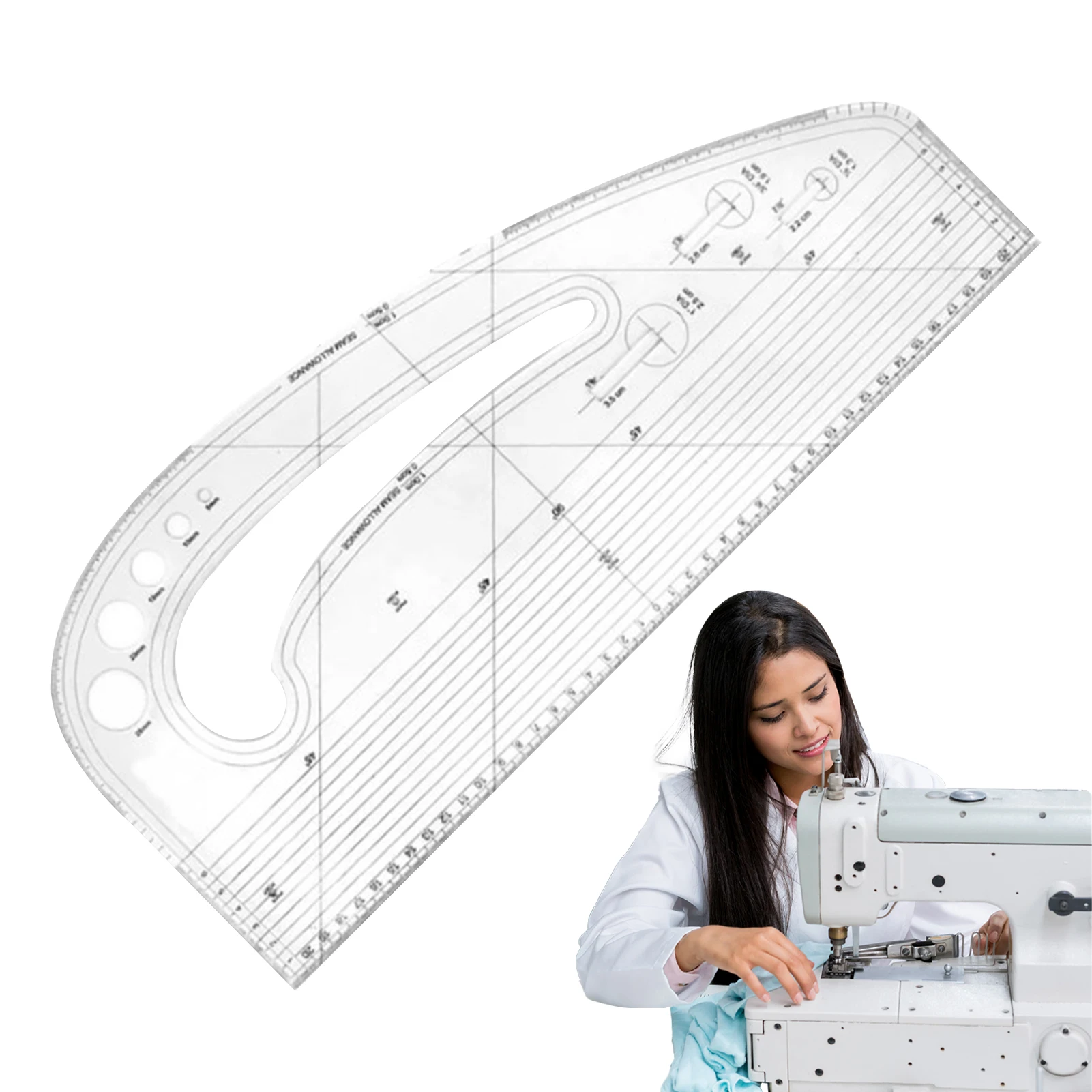 

Acrylic Pattern Making Ruler 10"x4.7" Acrylic DIY Crafts Sewing Template for Designers Tailors Metric Measurement Tool