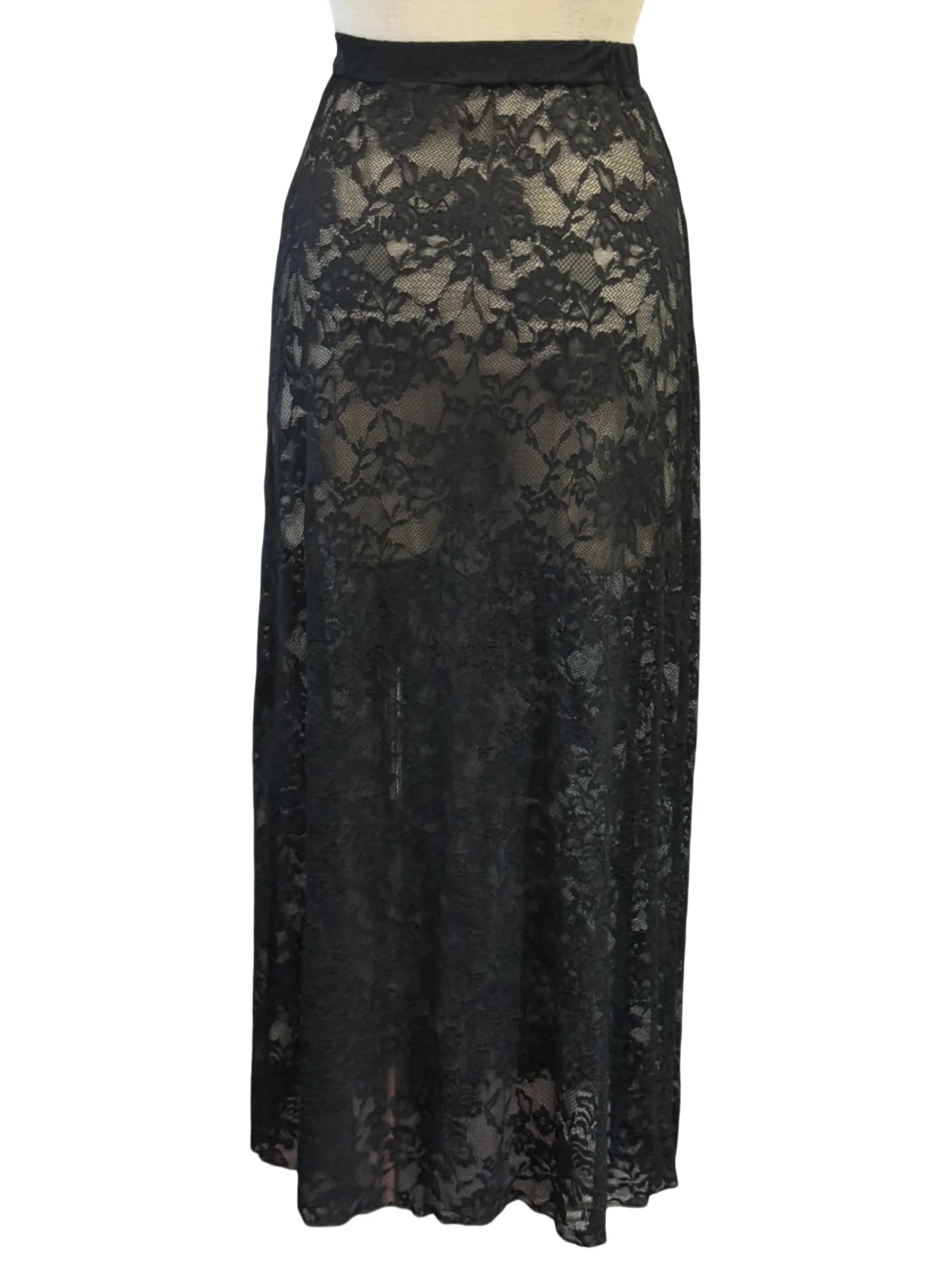 BKLD Black Skirts 2025 Summer New Women Clothing Solid Color Slim Bag Hip Streetwear Fashion See-Through High Waist Lace Skirt