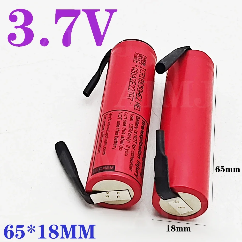 100% Original INR 18650 HE2 HE1 descarga 3,7 V 2500mAh 18650 batería recargable linterna de juguete batería de litio + DIY Nicke
