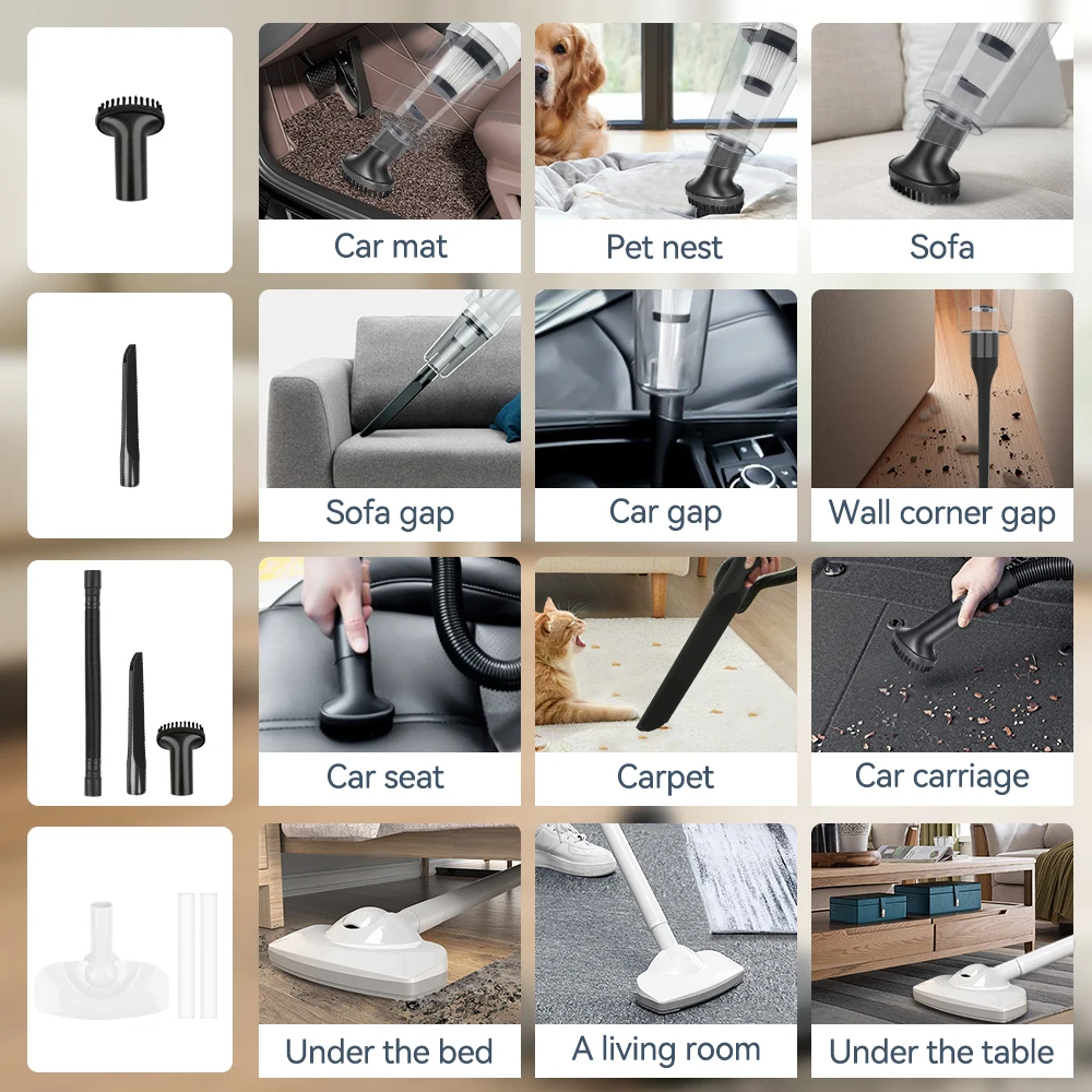 18000pa Handheld Household Stick Vacuum Cleaner Multifunctional Rechargeable Portable Vacuum Power Suction for Cleaning Car Home