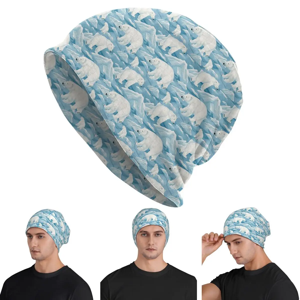 

Polar Bear Mother And Cub Skullies Beanies Hats Warm Autumn Winter Outdoor Cap Knitted Bonnet Caps for Men Women Adult