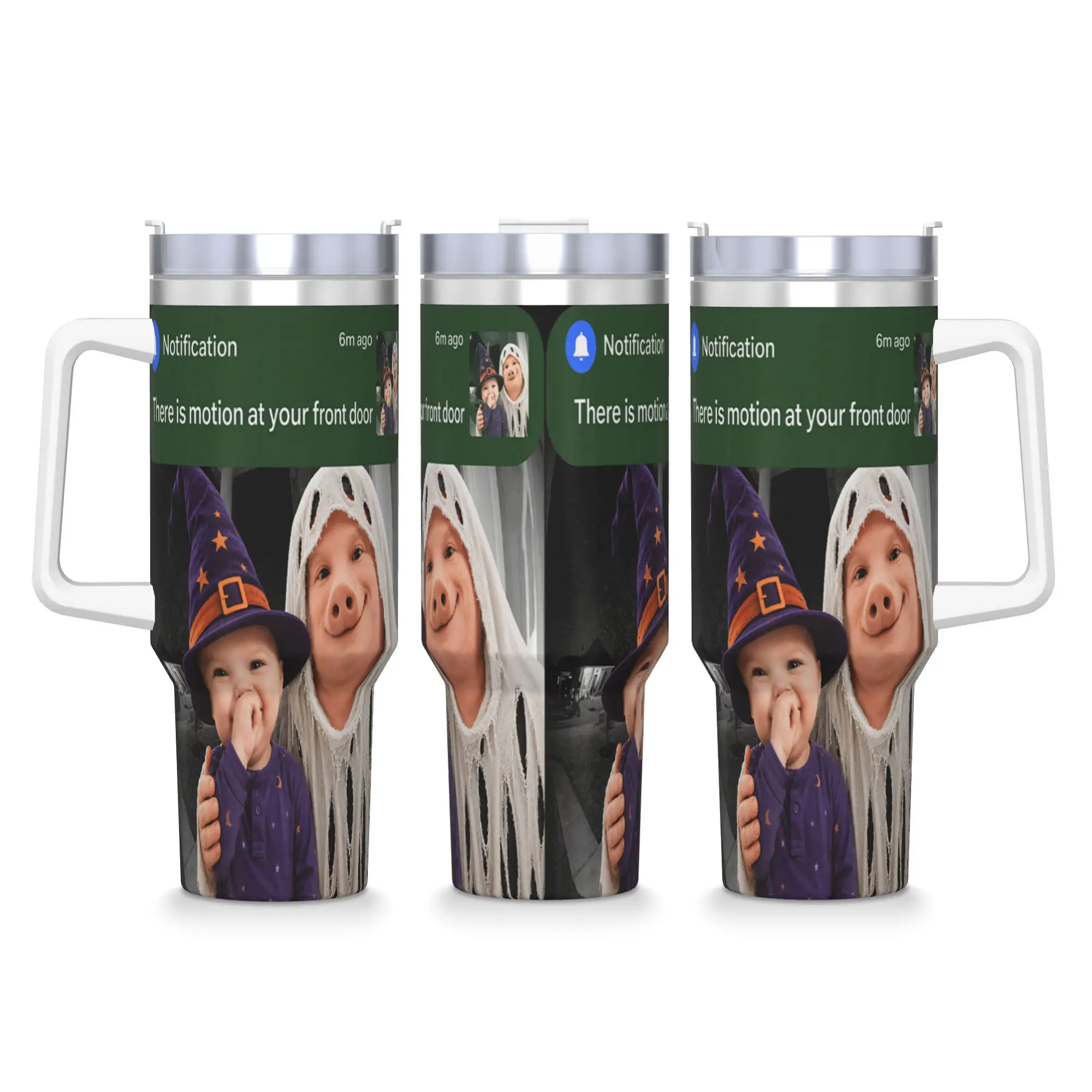There is Motion At Your Front Door John Pork and Ai Baby Stainless Steel Tumbler  Travel Car Mugs Large Capacity Thermal Cups