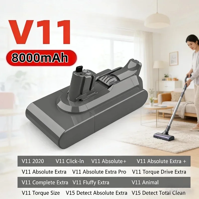 8000mAh Rechargeable Lithium Battery – for Dyson V6 V7 V8 V10 SV10 SV11 SV12 SV09 DC58 Vacuum Cleaner Sony Compatible Durable