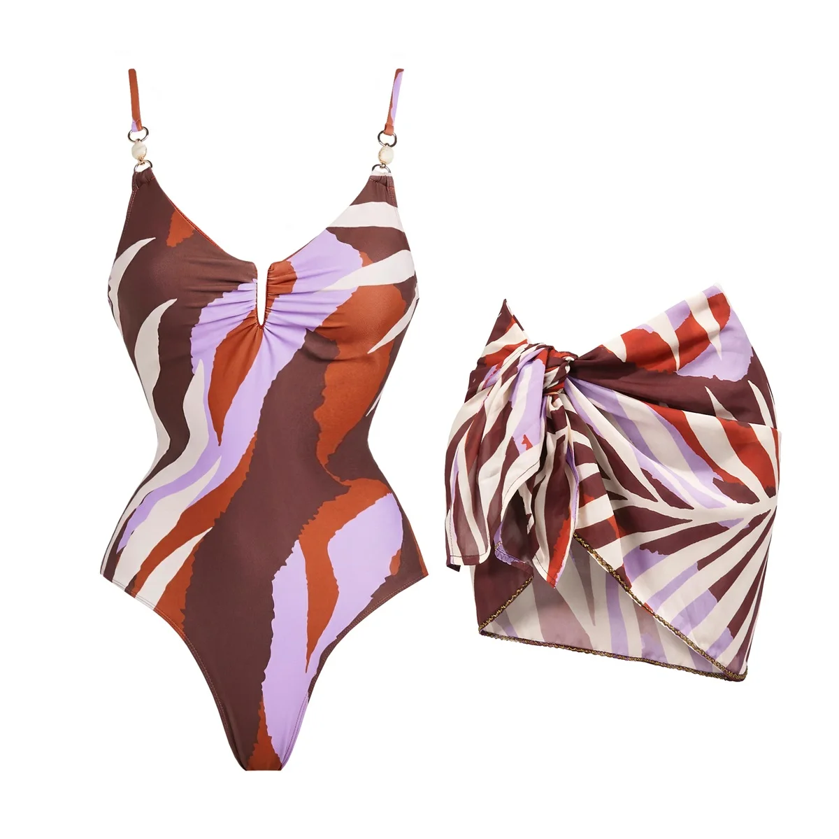 3Pcs Push Up Bikini New Bandeau Biquini Women Sexy Swimsuit Female Printed Swimwear High Waist Bathingsuit Swim Suit Beachwear