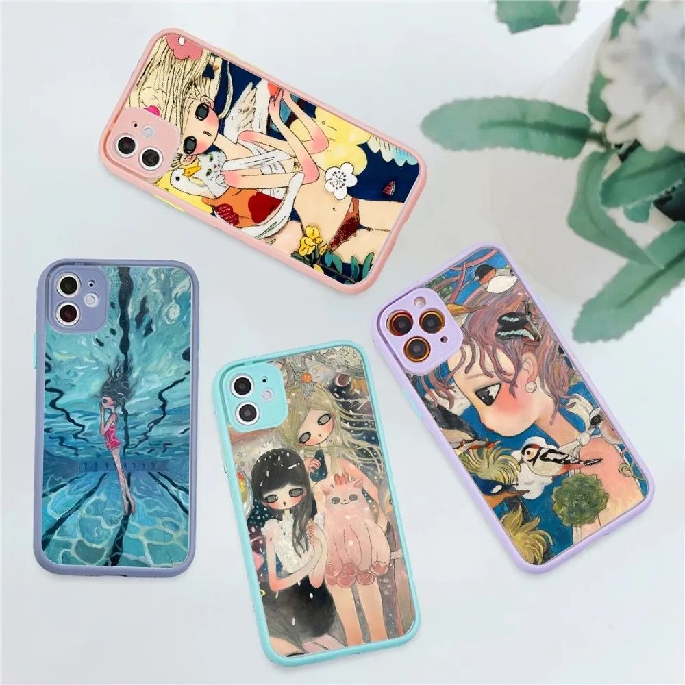 Aya Takano Phone Case for iPhone 14 11 12 13 Mini Pro Max 8 7 Plus X XR XS MAX Translucent Matte Cover