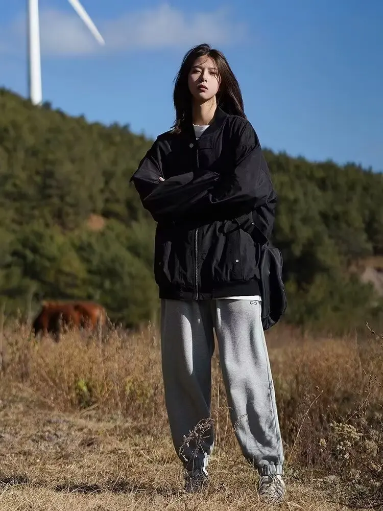 

American Sle Simple Pilot Jaet Men Spring Autumn Retro Streetwear Versatile Outerwear Trendy Loose Baseball orm