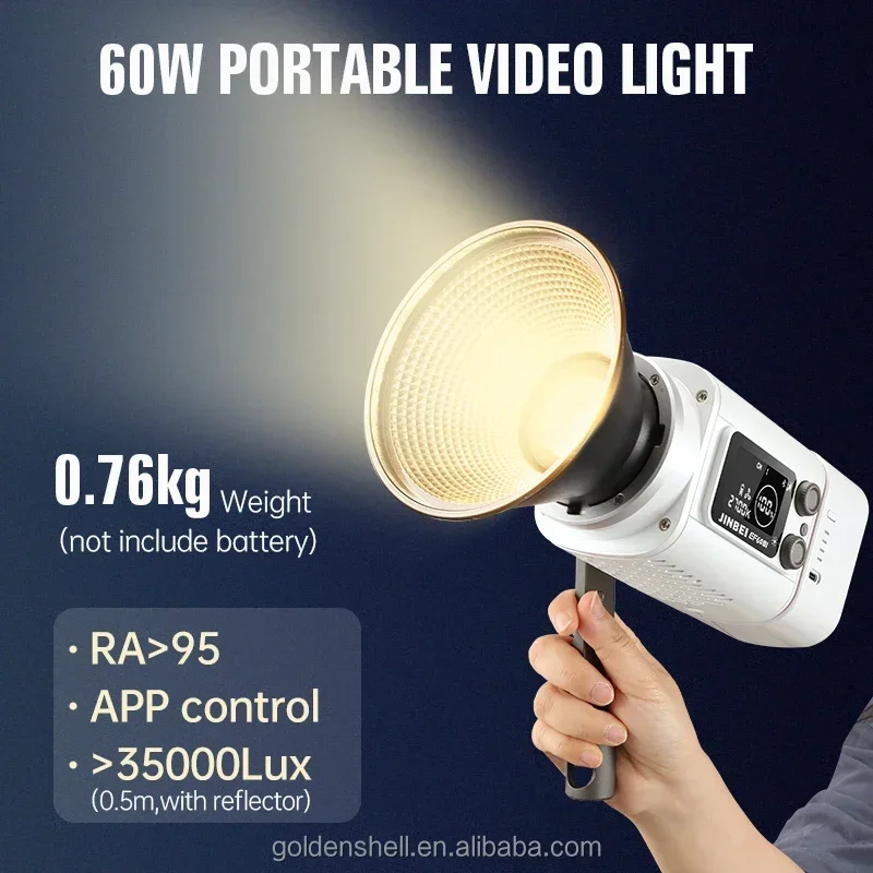 

Best JINBEI EF-60BI 60w Photography Lighting Portable Ultra-Compact Handheld Outdoor LED Video Light Kit With Battery